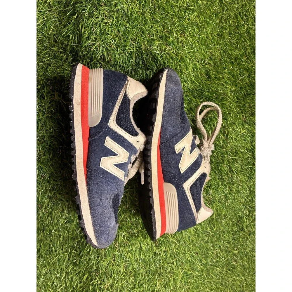 New Balance 574 Classic Kids Size 12 Navy Red Suede Sneakers